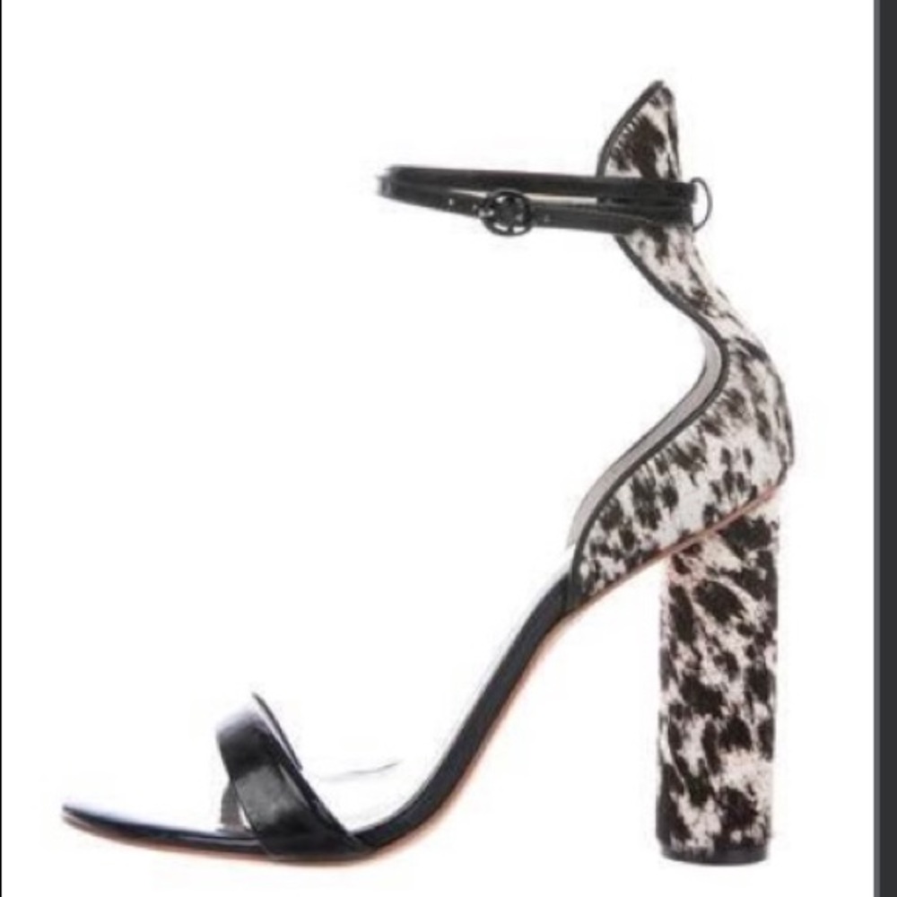 Sophia Webster Black and Ivory Patterned Block Heel Sandals